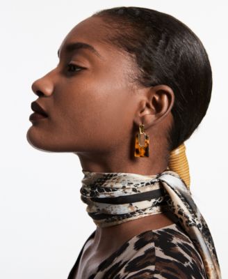 Alfani Gold-Tone Tortoise-Look Rectangle Drop Earrings, Created for Macy's