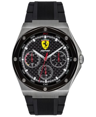 Ferrari Men's Aspire Black Silicone Strap Watch 44mm