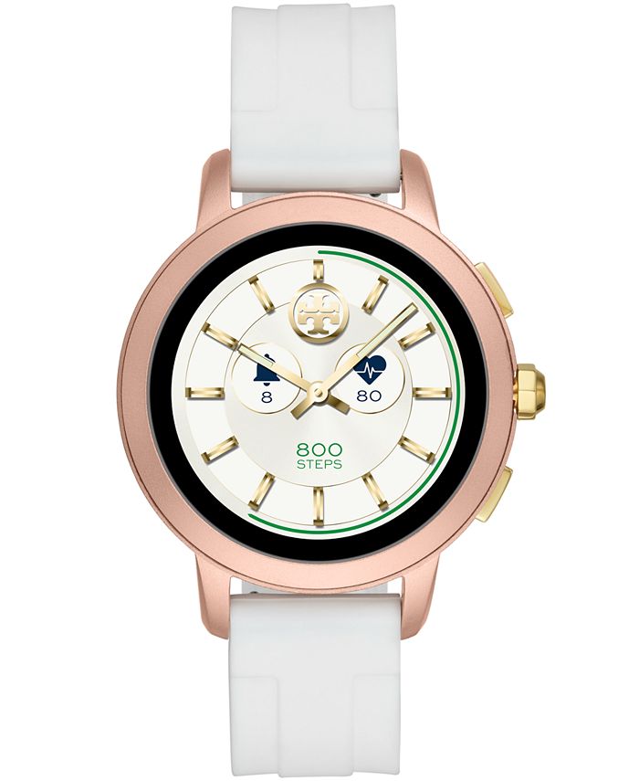 Tory Burch Women's Tory White Silicone Strap Touchscreen Smart Watch ...