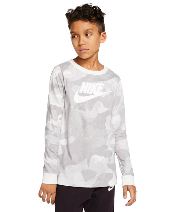 Nike - Big Boys Cotton Camo-Print Long-Sleeve T-Shirt