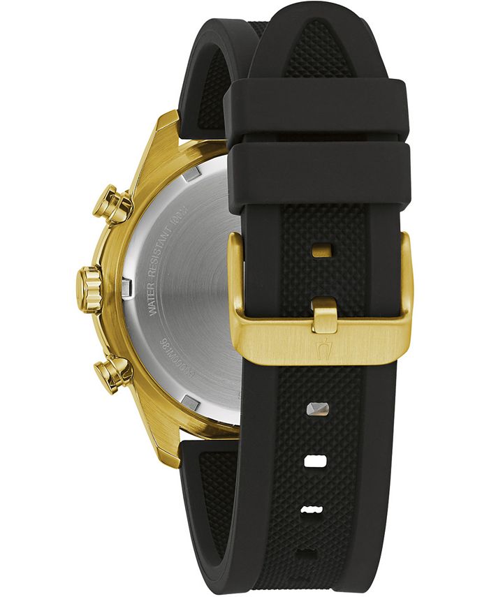 Bulova Men's Chronograph Sport Black Silicone Strap Watch 44mm, Created