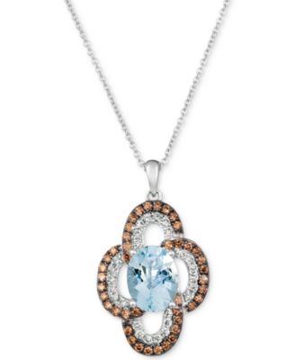 Le Vian - Sea Blue Aquamarine&reg; (1-3/8 ct. t.w.), Nude Diamonds™ (1/4 ct. t.w.) & Chocolate Diamonds&reg; (1/3 ct. t.w.) 20" Pendant Necklace in 14k White Gold