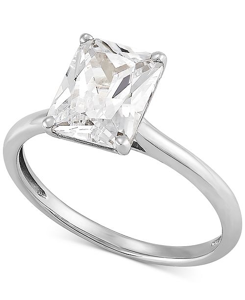 Macy S Swarovski Cubic Zirconia Emerald Cut Ring In 14k White Gold