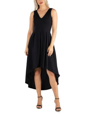 24seven Comfort Apparel Women's Sleeveless Fit and Flare High Low Dress ...