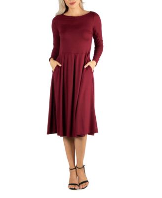 Midi Length Fit and Flare Pocket Dress 