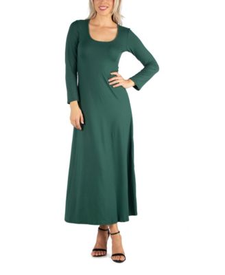 green long sleeve maxi evening dress