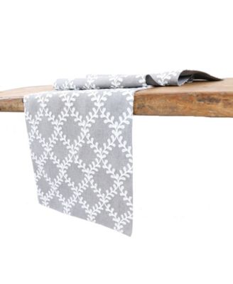 Manor Luxe Piluki Leaf Crewel Embroidered Table Runner