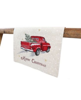 Manor Luxe Merry Christmas Truck Embroidered Table Runner - Macy's