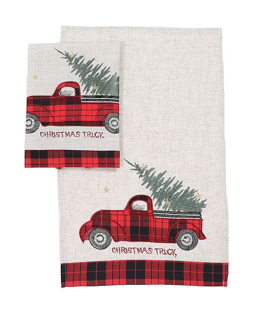Manor Luxe Vintage Tartan Truck With Christmas Tree Decorative