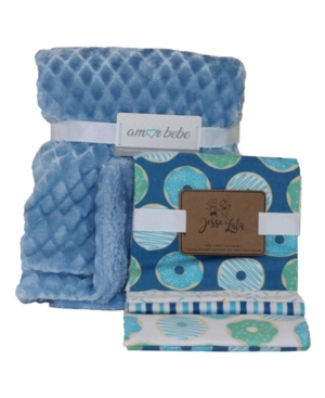 3 Stories Trading Amor Bebe Diamond Plush and Donuts Baby Blanket Gift Set