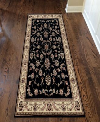 CLOSEOUT! 1596/1314/BLACK Pesaro Black 2'2" x 7'7" Runner Rug