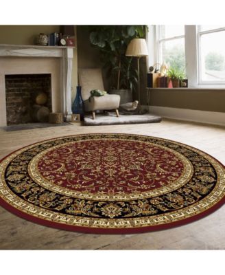 CLOSEOUT! 1318/1537/BURGUNDY Navelli Red 7'10" x 7'10" Round Area Rug