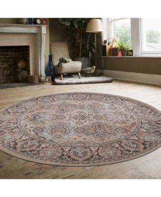 KM Home CLOSEOUT! 3802/0014/BROWN Gerola Brown 5'3" x 5'3" Round Area Rug