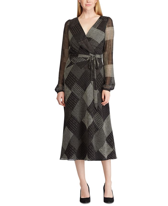 lauren ralph lauren botanical print georgette gown