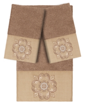 LINUM HOME 100% TURKISH COTTON ALYSSA 3-PC. EMBELLISHED BATH AND HAND TOWEL SET BEDDING