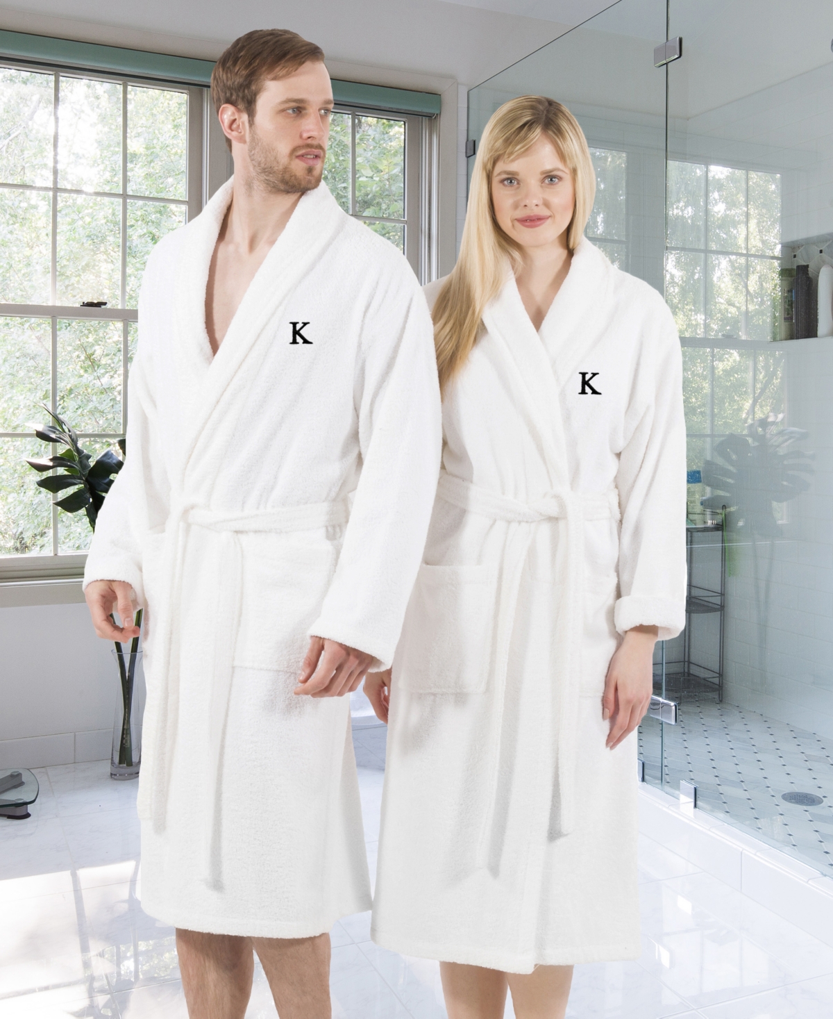 100% Turkish Cotton Personalized Terry Bath Robe - White - Z