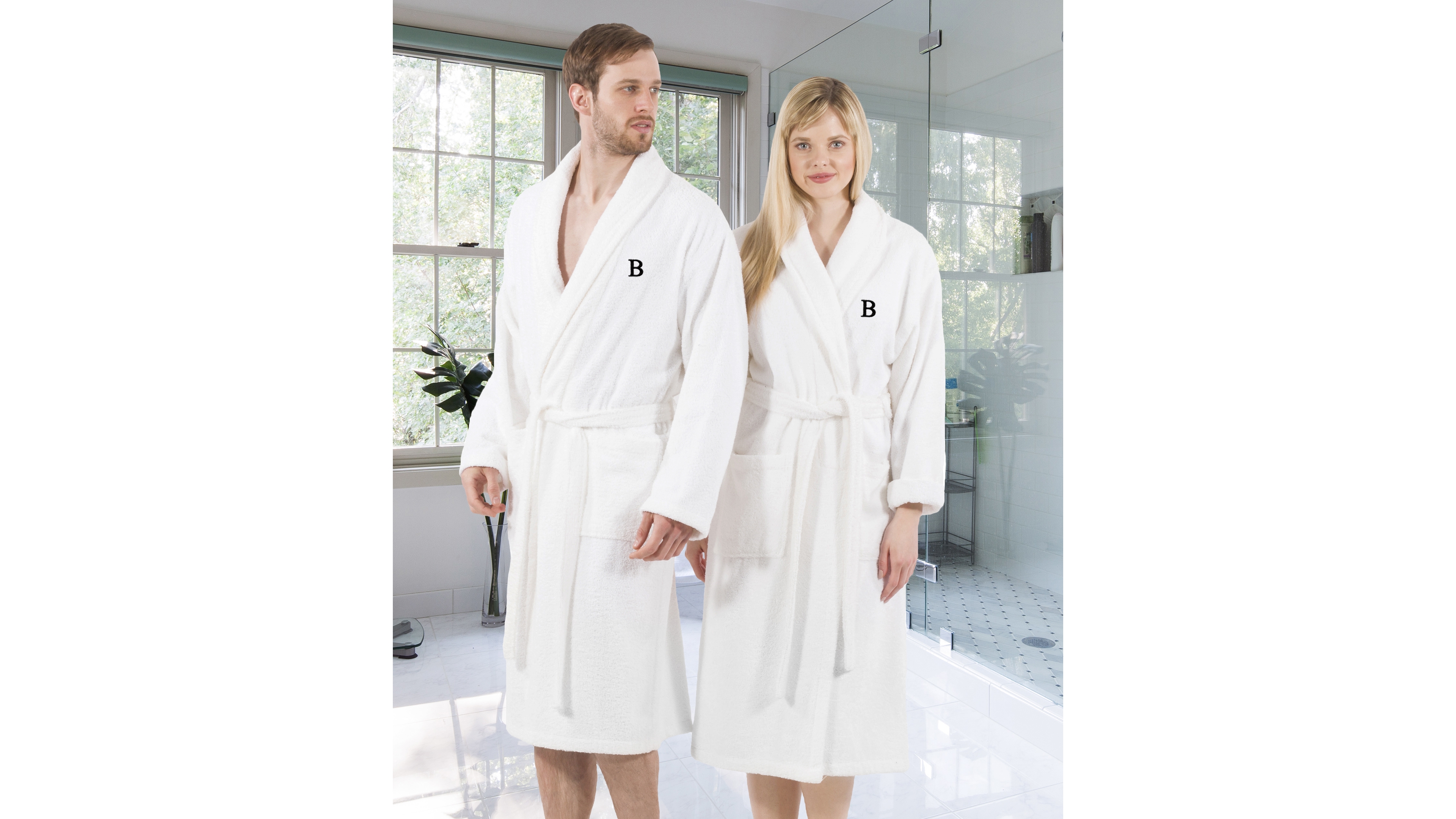 Linum Home 100% Turkish Cotton Personalized Terry Bath Robe - White