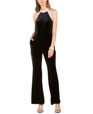 black halter jumpsuit petite