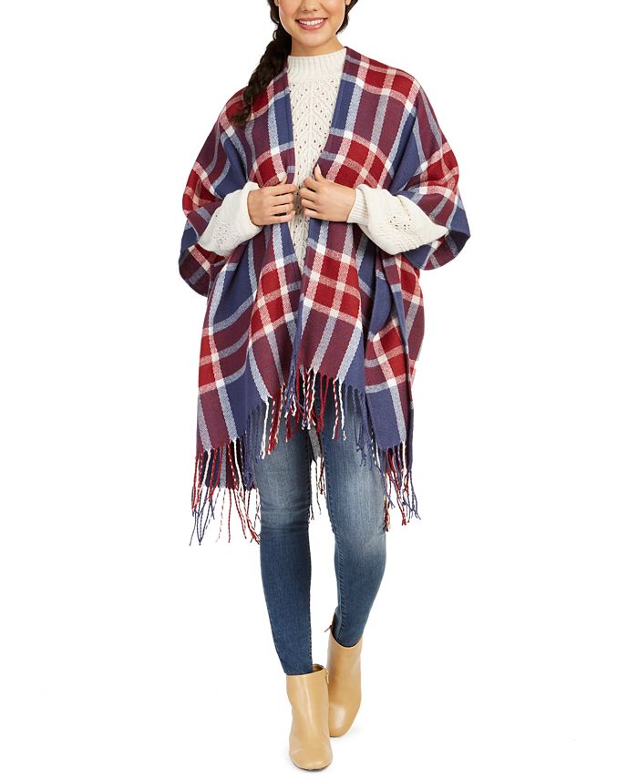 Marcus Adler Classic Fall Plaid Ruana - Macy's