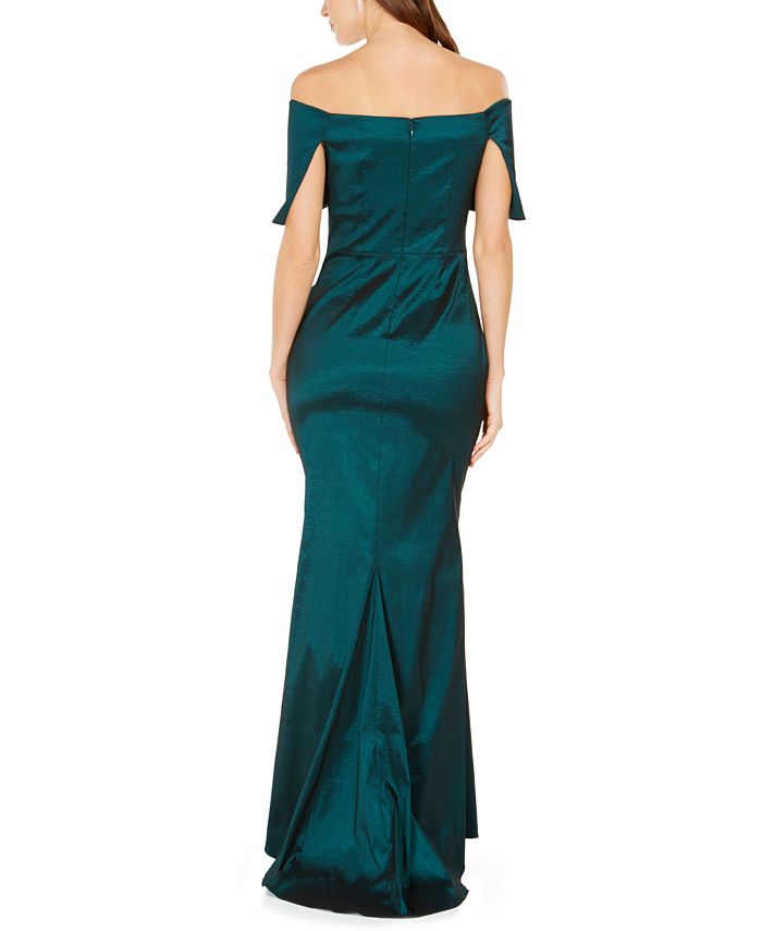 Vince Camuto Satin Foldover Off-The-Shoulder Gown - Macy's