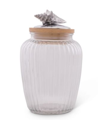 Canister Glass for Kitchen with Rubber Airtight Seal for Food Storage Shell Ocean Knob