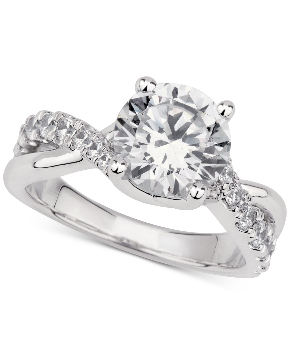 Gia Certified Diamond Twist Shank Engagement Ring (2-1/2 ct. t.w.) in 14k White Gold - White Gold