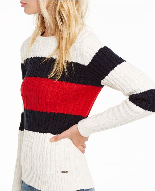 Tommy Hilfiger Flag Colorblocked Cotton CableKnit Sweater & Reviews