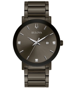 Shop Bulova Men's Millennia Diamond-accent Gray Stainless Steel Bracelet Watch 42mm