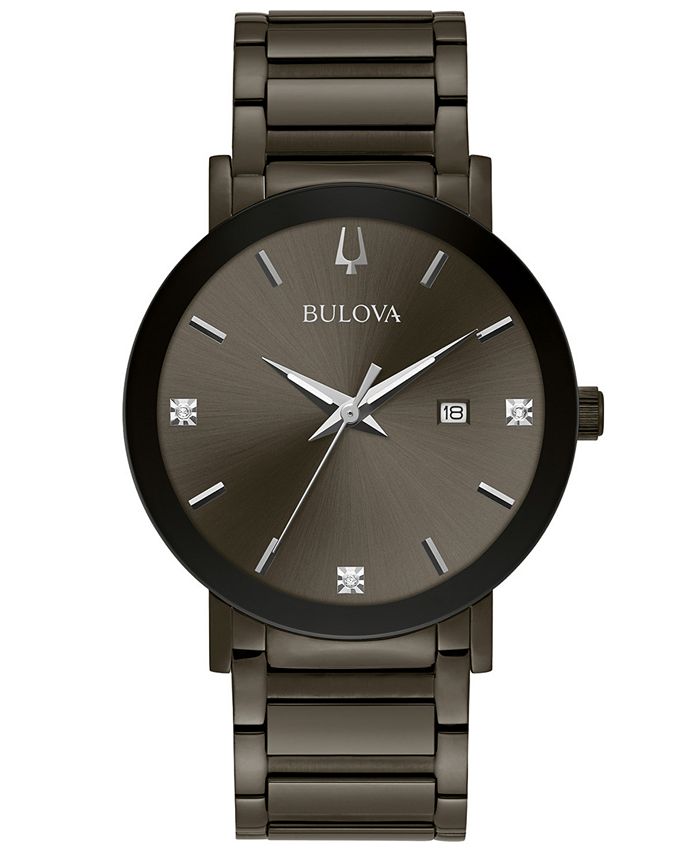 Bulova - Men's Millennia Diamond-Accent Gray Stainless Steel Bracelet Watch 42mm