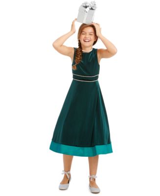 macy's green velvet dress