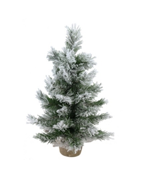 Northlight 18" Flocked Pine Artificial Christmas Tree In Burlap Base In White