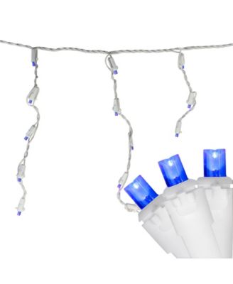 Set of 100 Blue LED Wide Angle Icicle Christmas Lights - White Wire