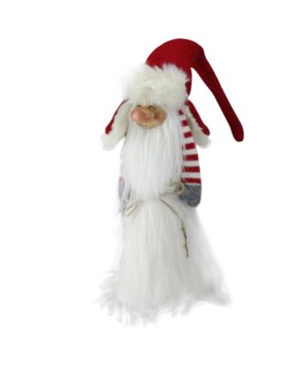 24" Traditional Christmas Slim Santa Gnome with White Fur Suit and Red Hat