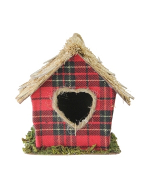 Northlight 5.25" Red Plaid Christmas Birdhouse Ornament With Heart Shaped Door In Brown
