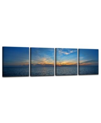 Bahamas Sunset 4 Piece Wrapped Canvas Coastal Wall Art Set, 20" x 64"