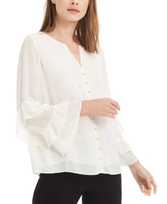 Alfani Embellished Ruffled-Sleeve Blouse, Created for Macy's - Macy's