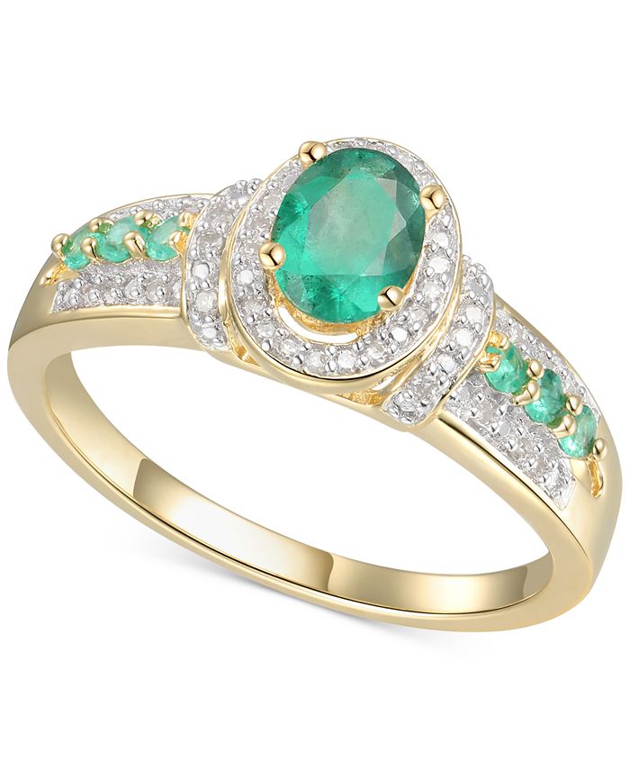 Macy's Emerald (5/8 ct. t.w.) & Diamond (5/8 ct. t.w.) Statement Ring ...