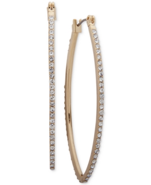 image of Dkny Medium Gold-Tone Pave Hoop Earrings 2