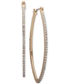 Medium Gold-Tone Pavé Hoop Earrings 2"