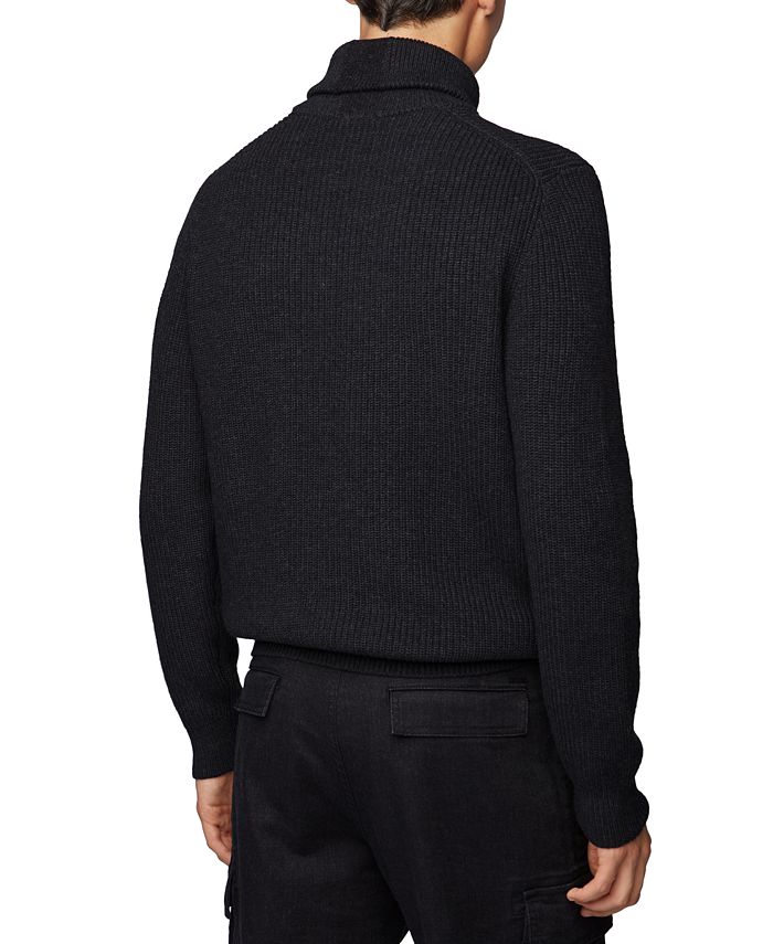 Hugo Boss BOSS Men's Akromiz Zip-Neck Ribbed Sweater - Macy's