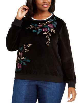 Alfred Dunner - Plus Size Bright Idea Embroidered Velour Top