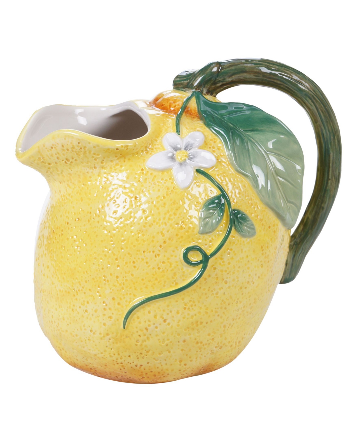 Shop Certified International Citron 3-d Lemon Pitcher In White,light Blue,yellow