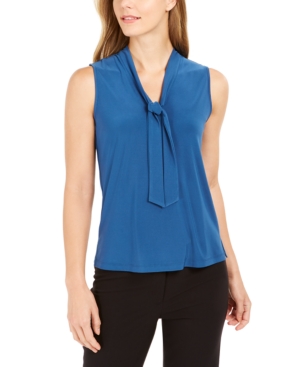 image of Anne Klein Sleeveless Tie-Neck Blouse