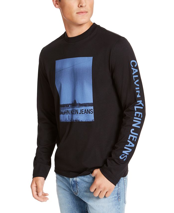 Calvin Klein Jeans Men's Barn Print Long Sleeve T-Shirt & Reviews - - Men - Macy's