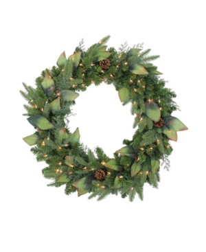Northlight Pre-Lit Mixed Winter Pine Artificial Christmas Wreath - 30 Inch Clear Lights