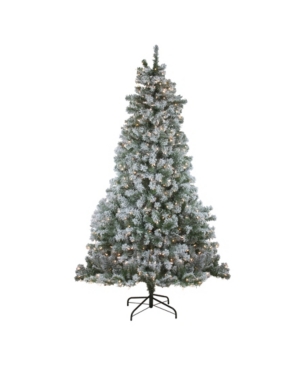 Northlight 7.5' Pre-lit Flocked Winema Pine Artificial Christmas Tree In Green