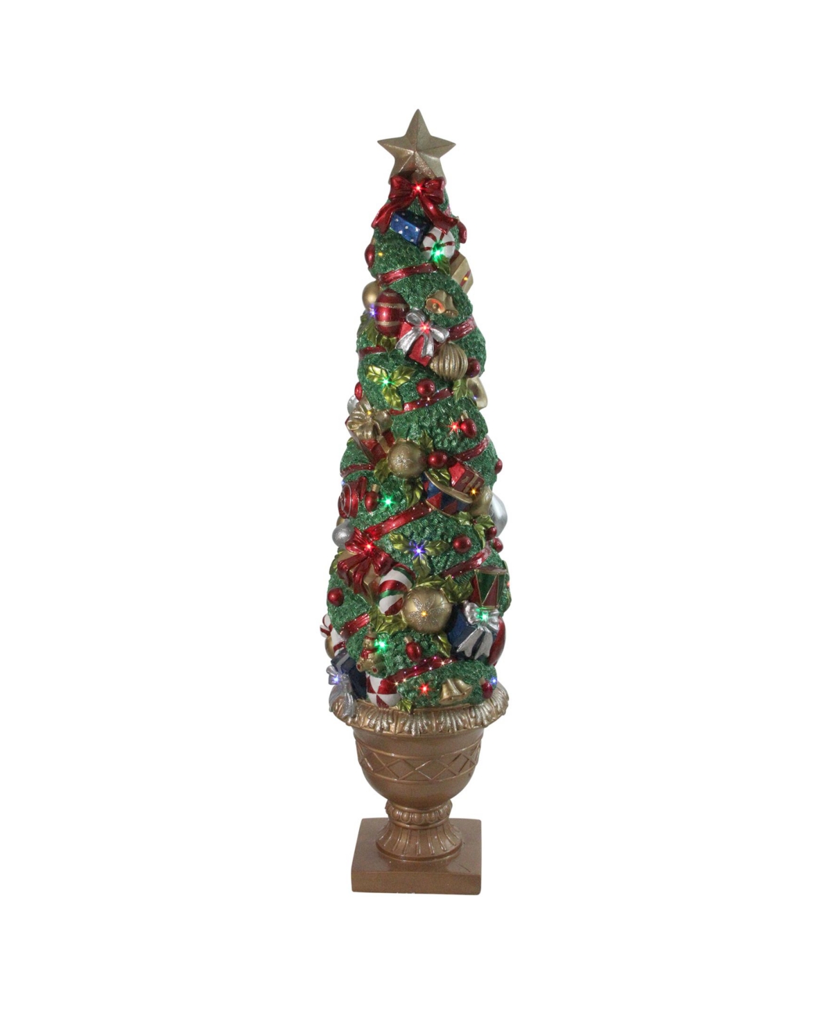 5' Led and Fiber Optic Lighted Christmas Topiary in Gold Pot Outdoor Decoration - Multi
