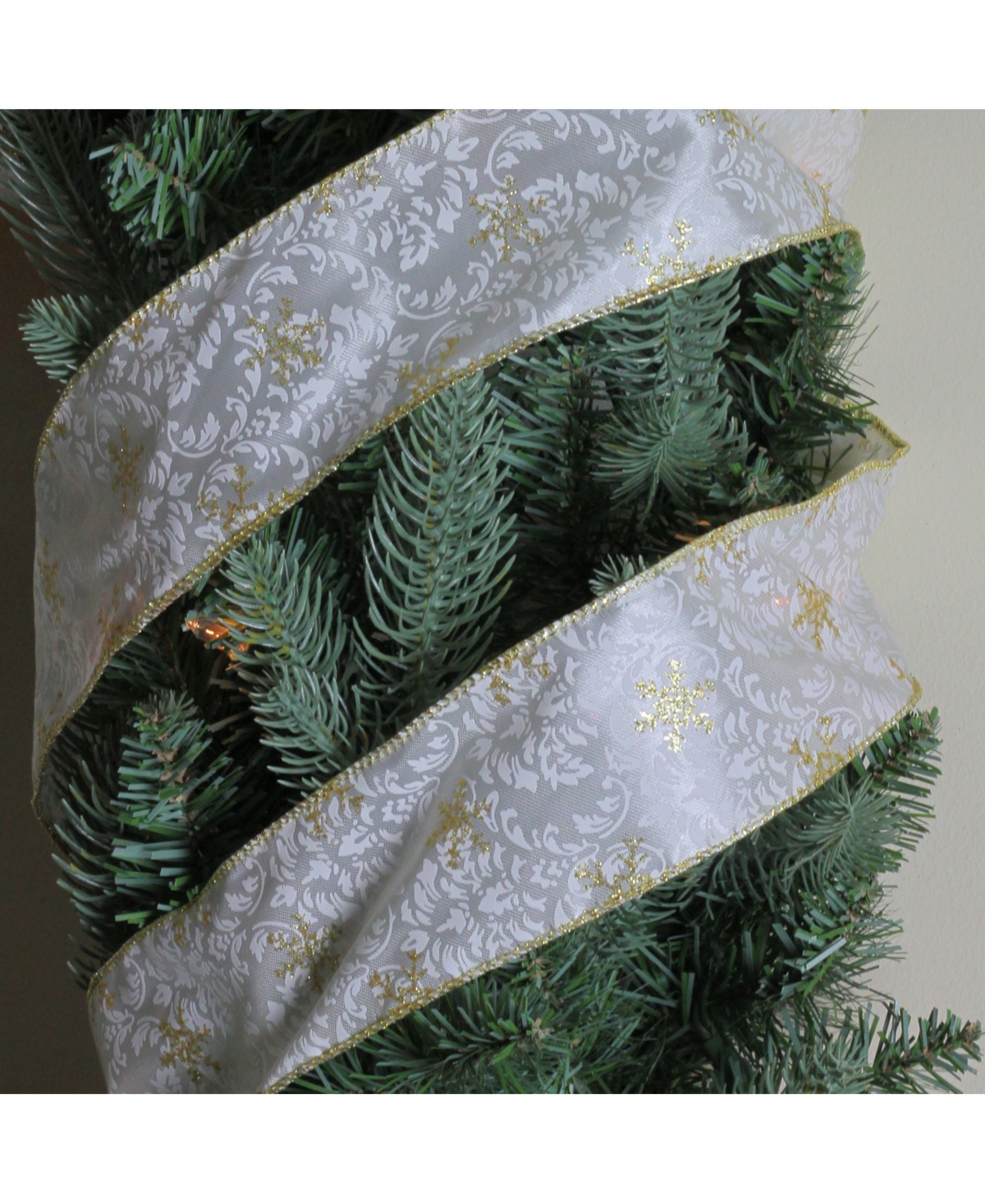 Northlight TwinklingSnowflake Printed White Wired Christmas Craft Ribbon 2.5