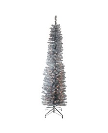 6' Pre-Lit Silver Tinsel Artificial Christmas Tree- Clear Lights