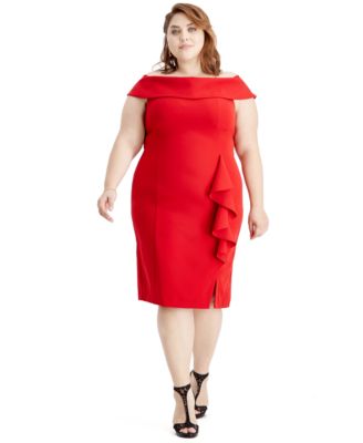 SL Fashions - Plus Size Off-The-Shoulder Sheath Dress